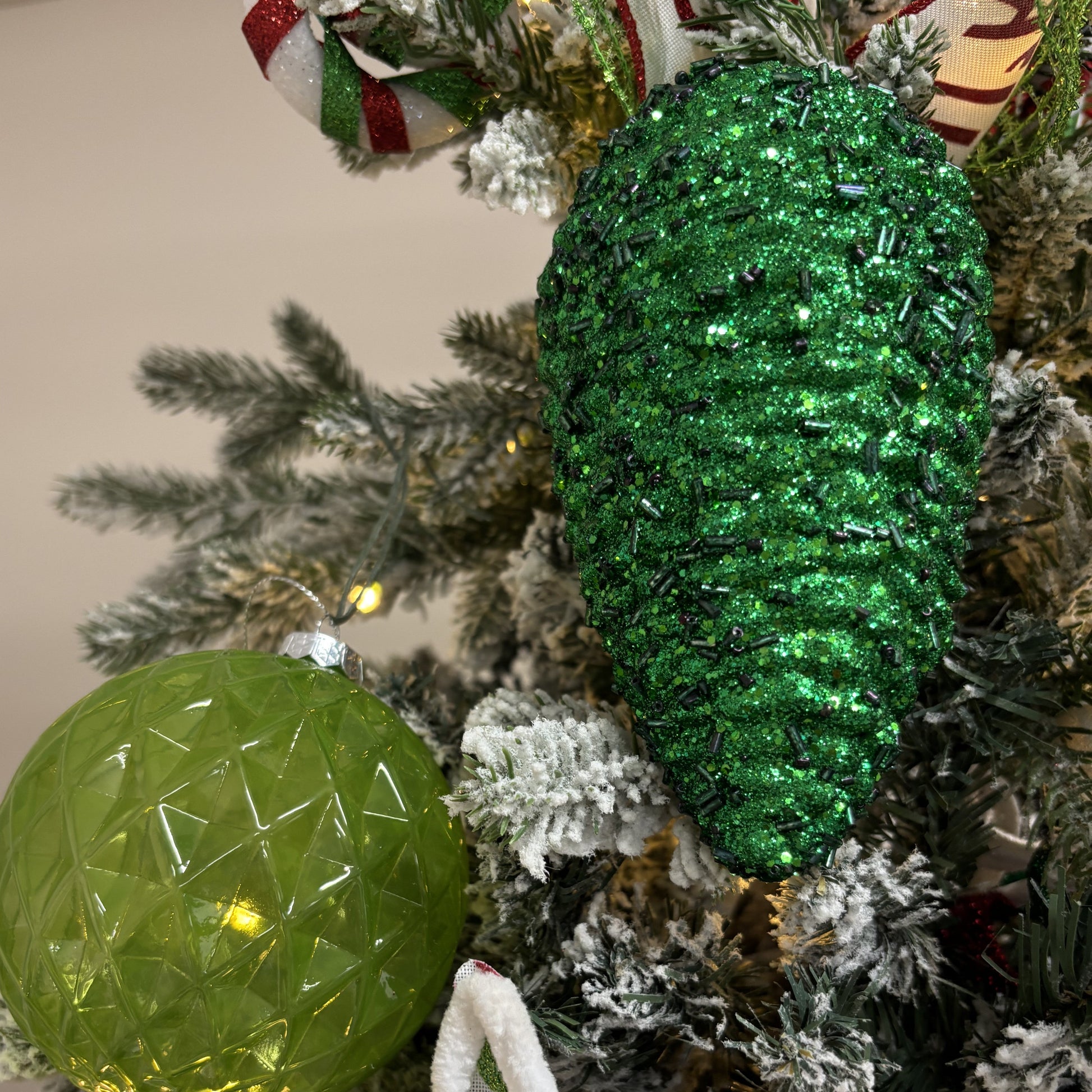 Green Glitter Pinecone - My Christmas
