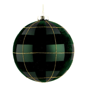 Green & Gold Tartan Ball Ornament - 15cm - My Christmas