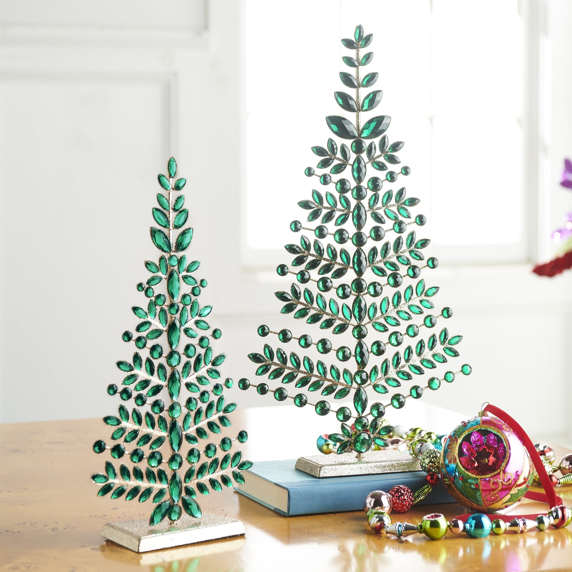 Green Jewelled Christmas Trees - Set of 2 - My Christmas