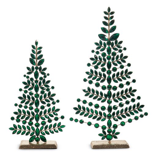 Green Jewelled Christmas Trees - Set of 2 - My Christmas