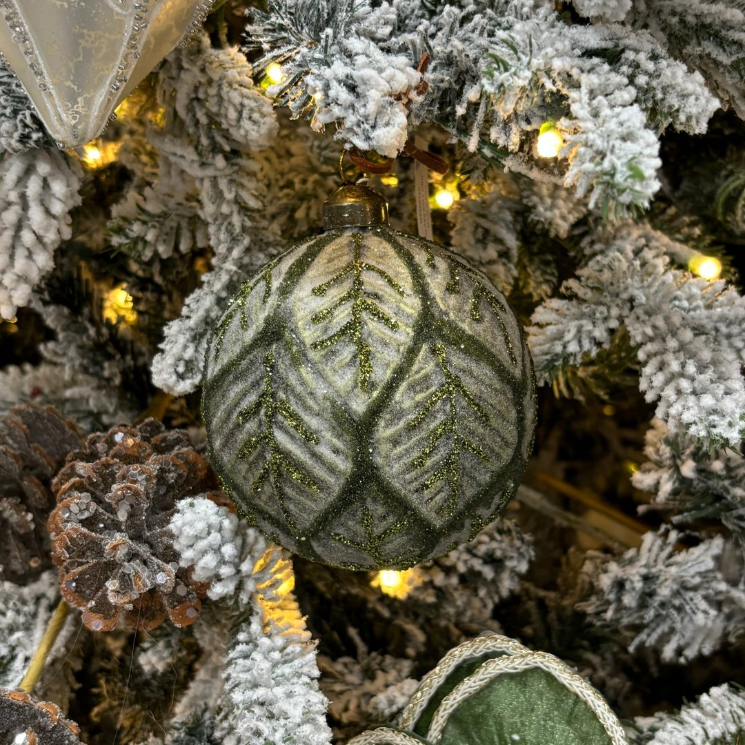 Green Leaf Glass Bauble - My Christmas