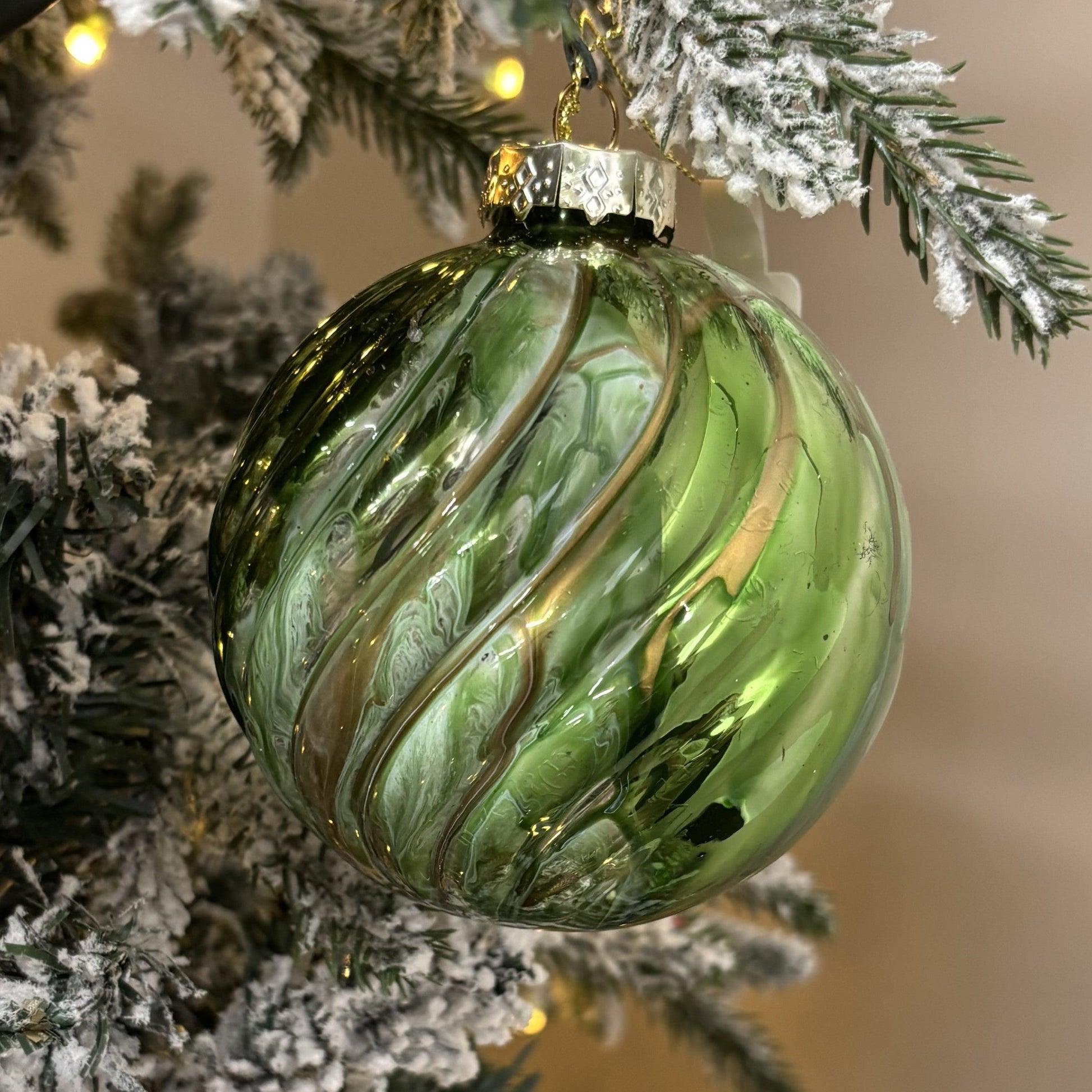 Green Marble Glass Bauble - My Christmas