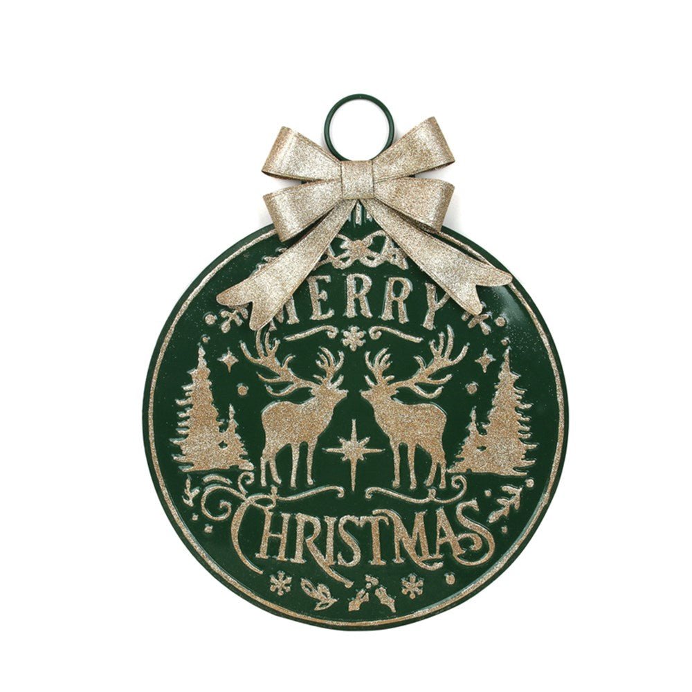 Green Metal Christmas Wall Plaque - My Christmas