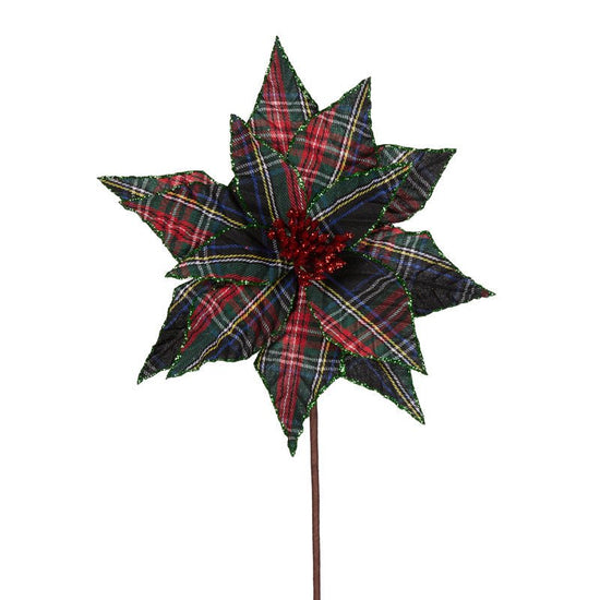 Green Tartan Poinsettia - My Christmas