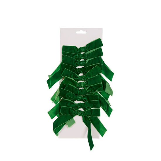 Green Velvet Bows - Pack of 10 - My Christmas