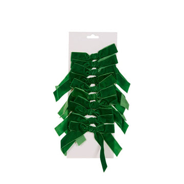 Green Velvet Bows - Pack of 10 - My Christmas