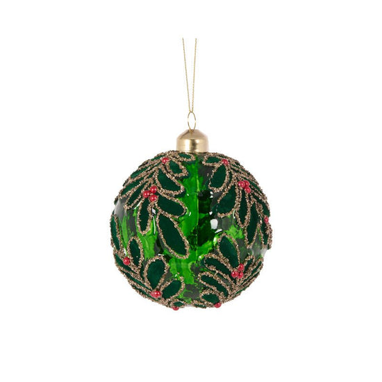 Green Velvet Foliage Bauble - My Christmas