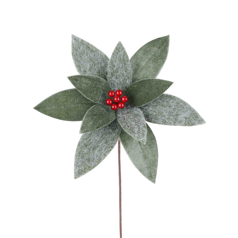 Green Wool Poinsettia - My Christmas