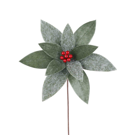 Green Wool Poinsettia - My Christmas