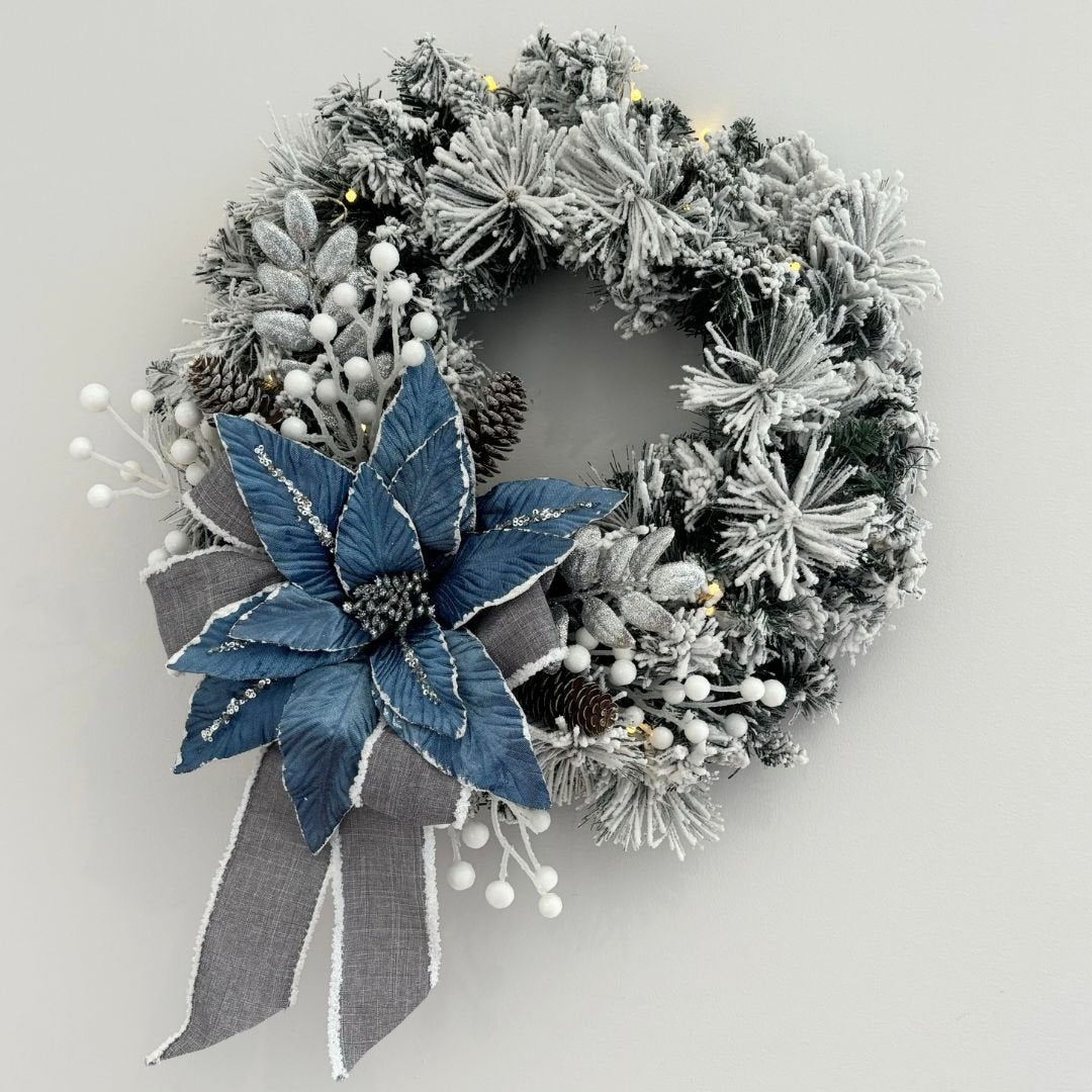 Hamptons - Flocked Wreath - My Christmas