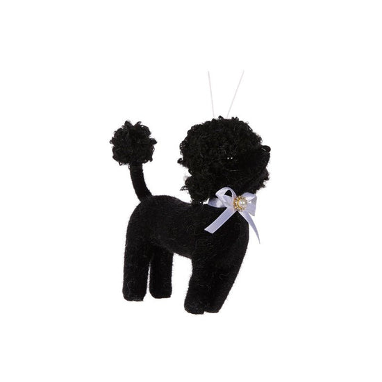 Hanging Black Poodle with Bow - My Christmas
