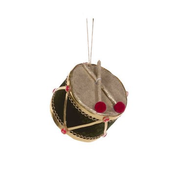 Hanging Green Velvet Drum - My Christmas