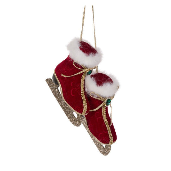 Hanging Red Velvet Ice Skates - My Christmas