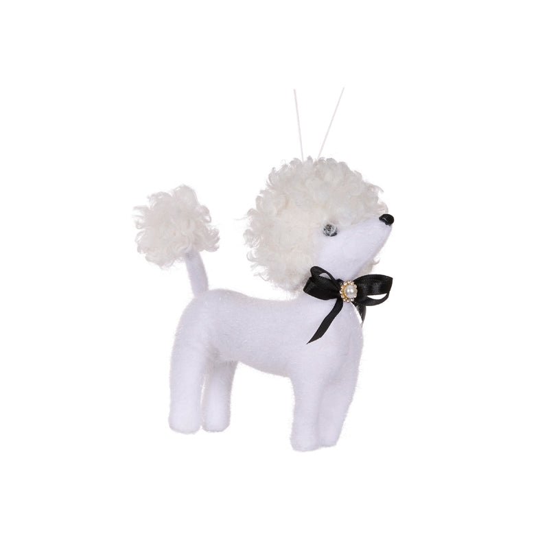 Hanging White Poodle with Bow - My Christmas