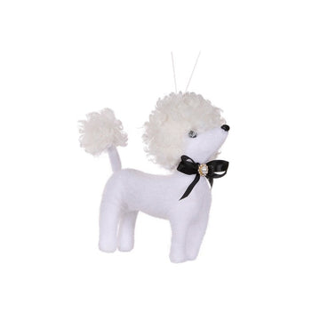 Hanging White Poodle with Bow - My Christmas
