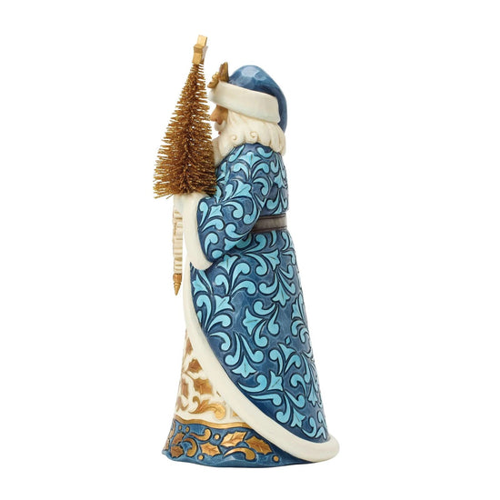 Heartwood Creek - Blue and Gold Santa with Sisal Tree - My Christmas