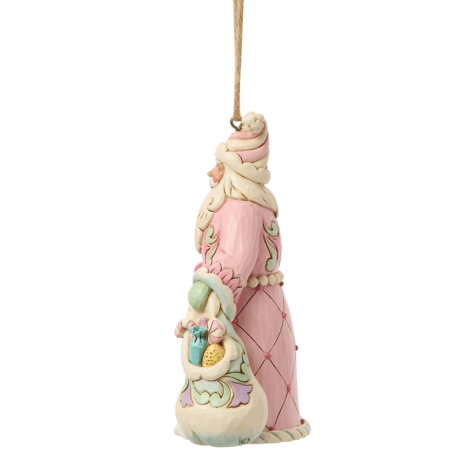 Heartwood Creek - Pink Santa with Gift Bag Hanging Ornament - My Christmas