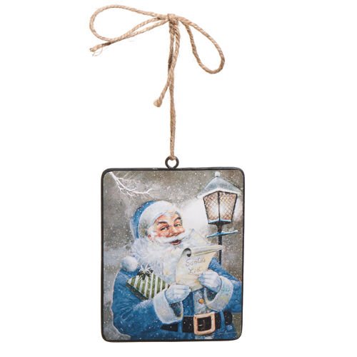 He's Checking It Twice Square Ornament - My Christmas