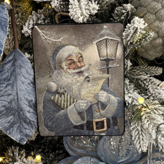 He's Checking It Twice Square Ornament - My Christmas