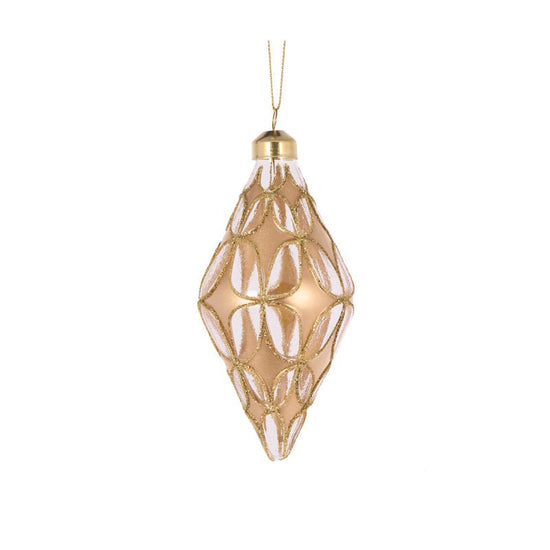 High Shine Gold Floret Drop Bauble - My Christmas