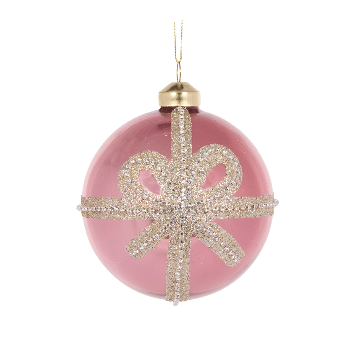 High Shine Pink Bow Bauble - My Christmas