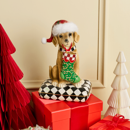 Holiday Lab Dog On Pillow Figurine - My Christmas