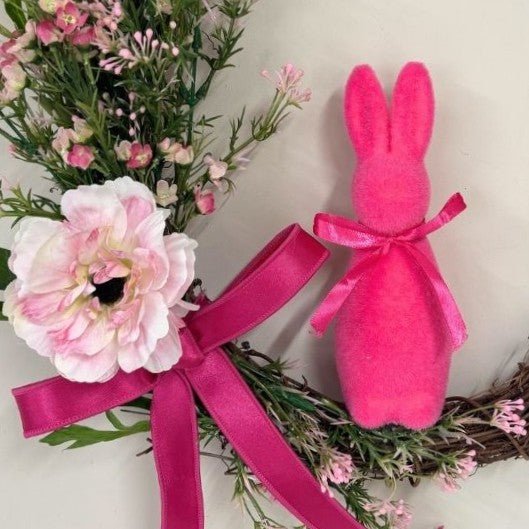 Hot Pink Bunny Floral Wreath - My Christmas