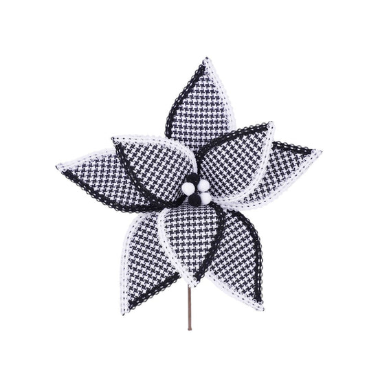 Houndstooth Black and White Poinsettia - My Christmas