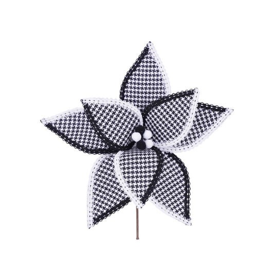 Houndstooth Black and White Poinsettia - My Christmas