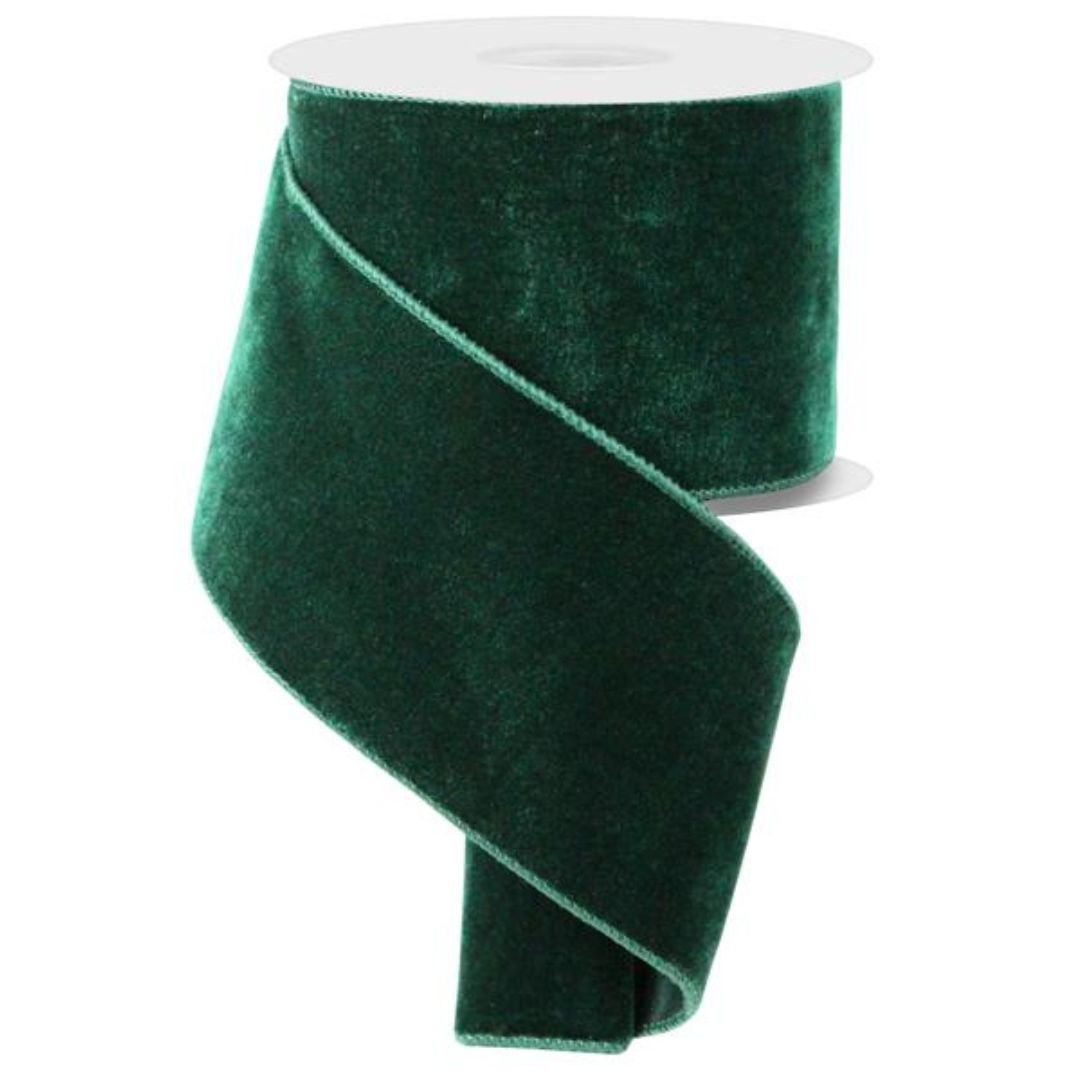 Hunter Green Deluxe Velvet Ribbon with Satin Backing - 4" wide - My Christmas