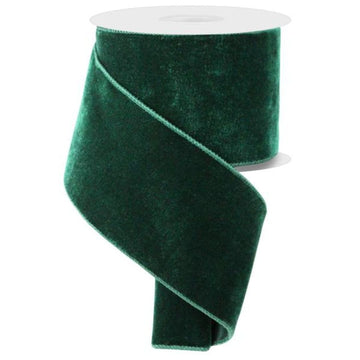 Hunter Green Deluxe Velvet Ribbon with Satin Backing - 4" wide - My Christmas