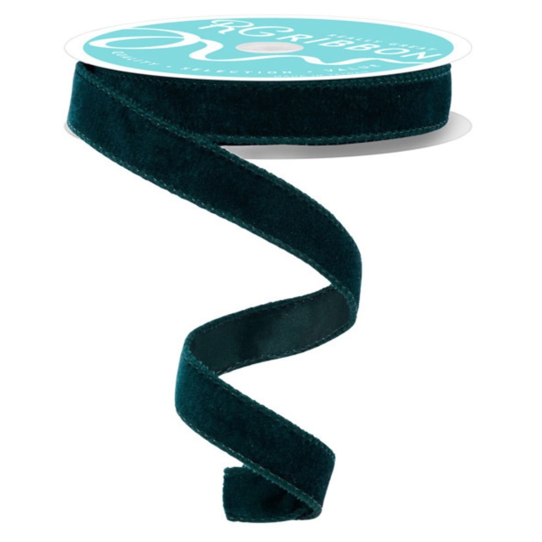 Hunter Green Deluxe Velvet Ribbon with Satin Backing - 7/8" wide - My Christmas