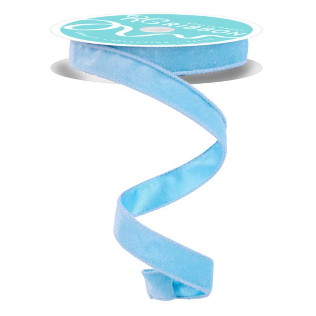 Ice Blue Deluxe Velvet Ribbon with Satin Backing - 7/8" wide - My Christmas