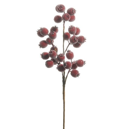 Iced Burgundy Berry Pod Spray - My Christmas