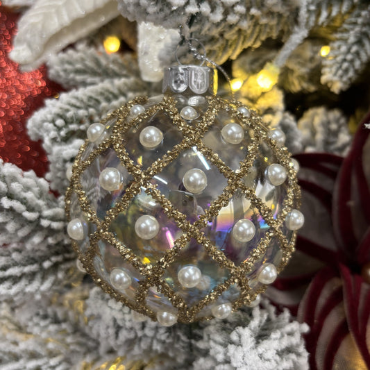 Iridescent Quilted Pearl Bauble - My Christmas