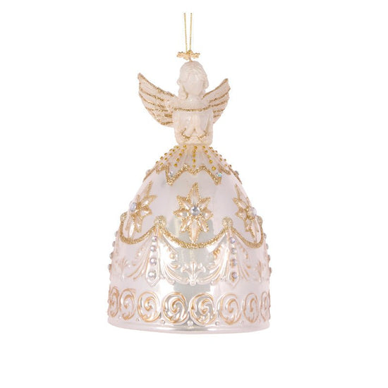 Ivory and Champagne Glass Angel Ornament - My Christmas