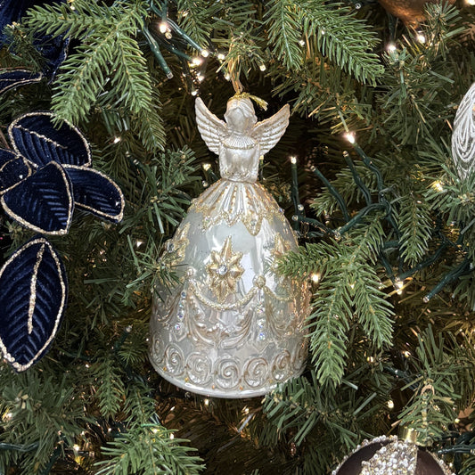 Ivory and Champagne Glass Angel Ornament - My Christmas
