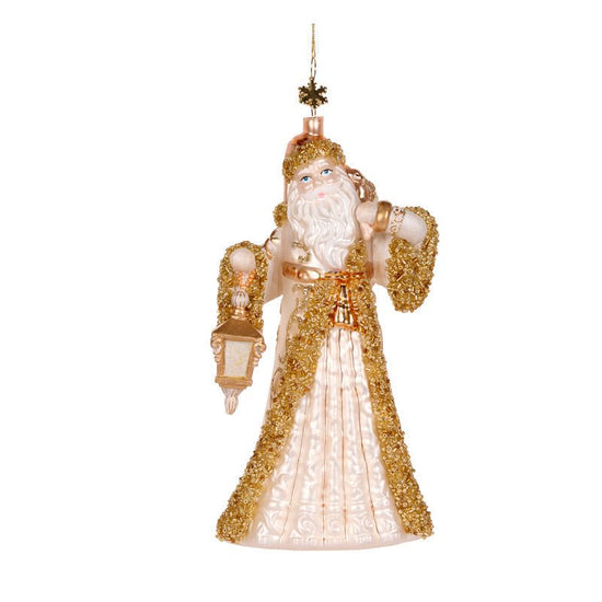 Ivory and Champagne Glass Santa Ornament - My Christmas