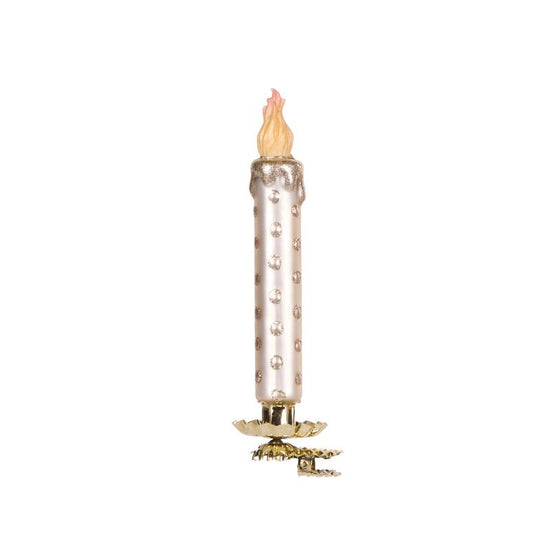 Ivory and Gold Polka Dot Clip Glass Candle - My Christmas