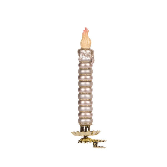 Ivory and Gold Swirl Clip Glass Candle - My Christmas