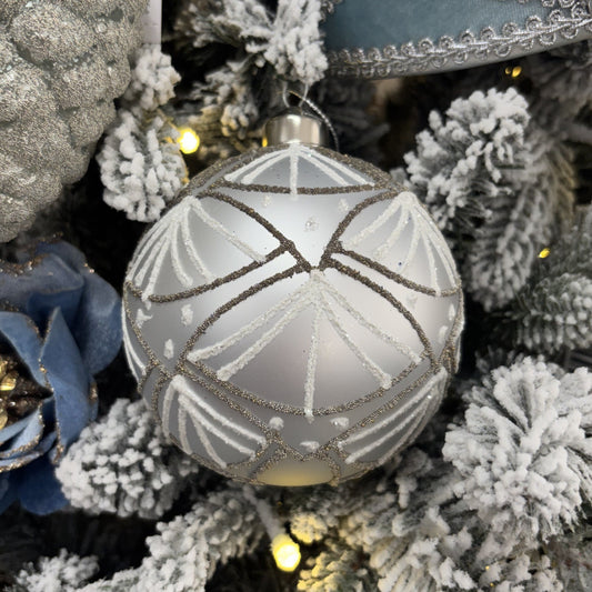 Ivory Beaded Scallop Bauble - My Christmas