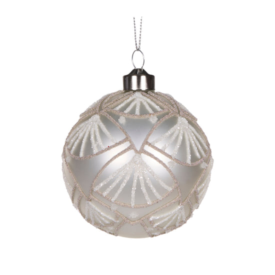 Ivory Beaded Scallop Bauble - My Christmas