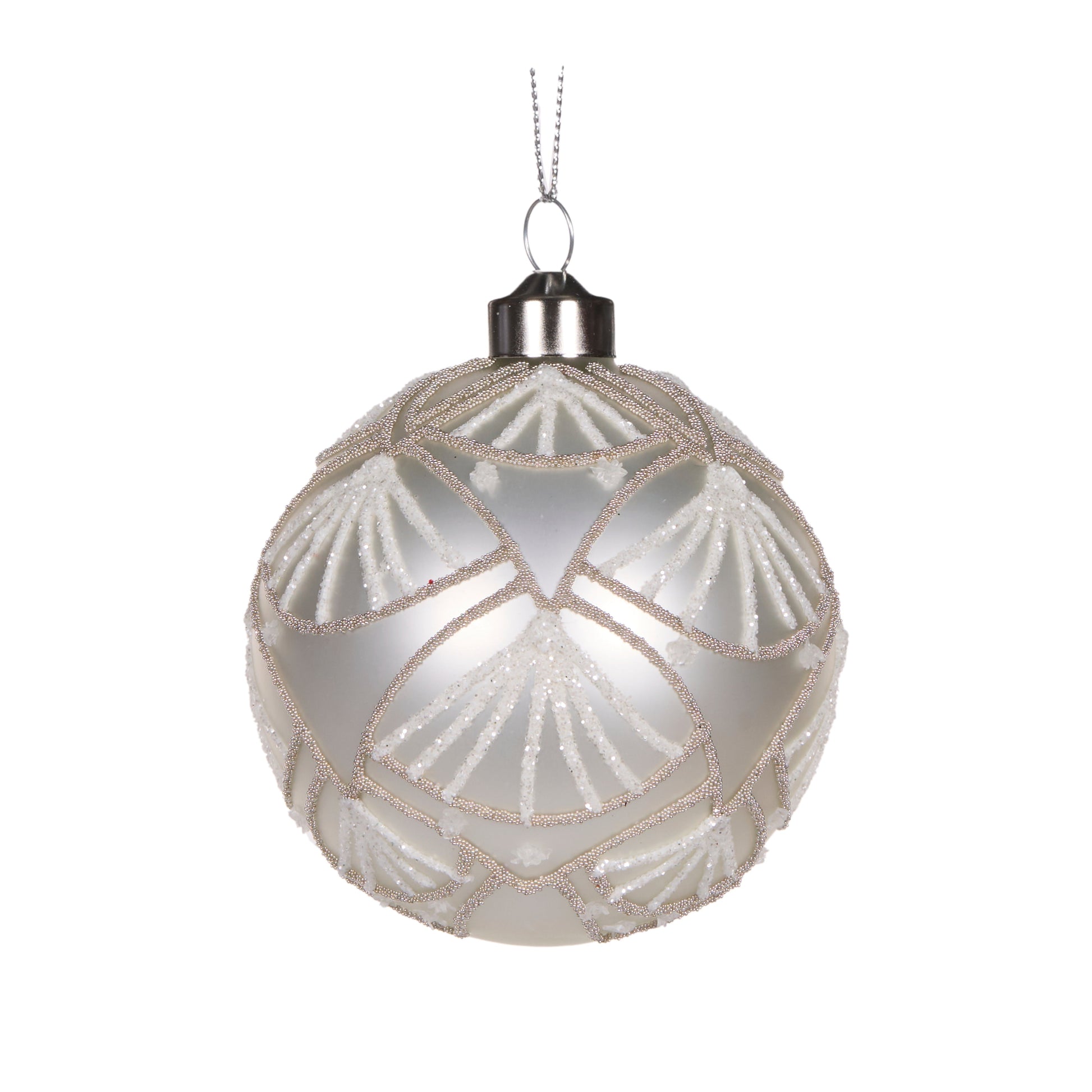 Ivory Beaded Scallop Bauble - My Christmas