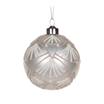 Ivory Beaded Scallop Bauble - My Christmas