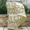 Ivory Dupion with Gold Leaf Scroll Ribbon - My Christmas