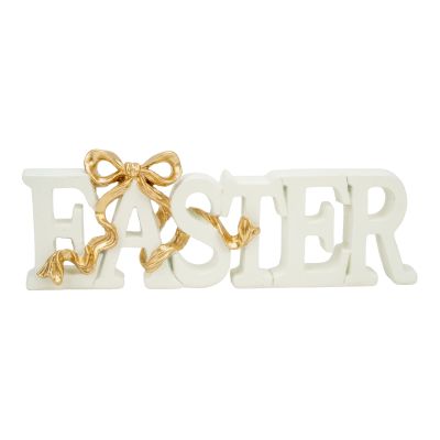 Ivory Easter Sign Champagne Bow - My Christmas