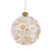 Ivory Embellished Foliage Bauble - My Christmas