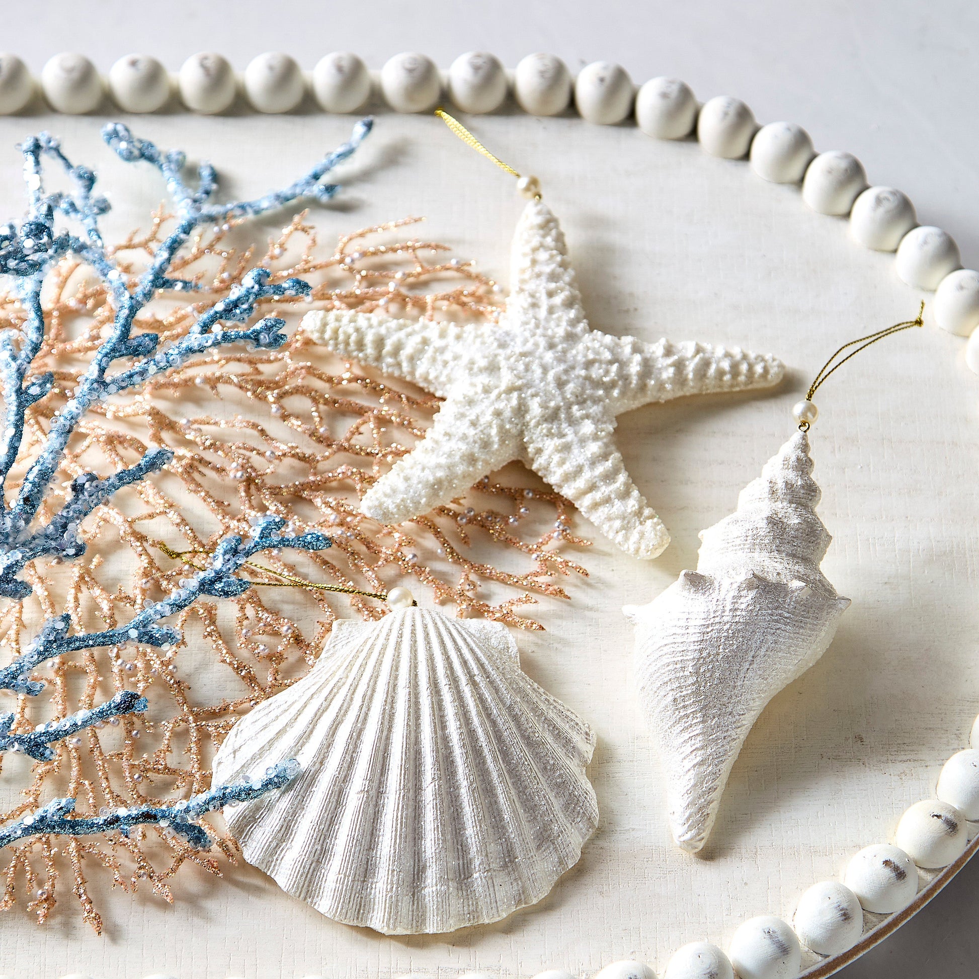 Ivory Glitter Clam Shell Ornament - My Christmas