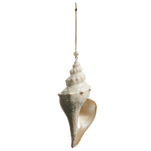Ivory Glitter Conch Shell Ornament - My Christmas