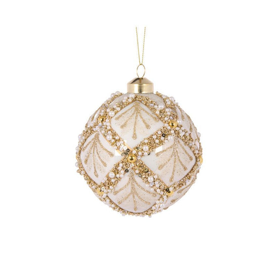 Ivory Pearl Leaf Bauble - My Christmas